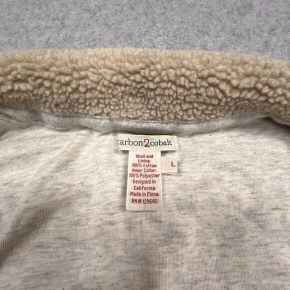 Carbon 2 Cobalt Sweater Mens Large Full Zip Heavy Lined Fisherman Flecked Cream - Picture 8 of 10